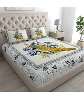 Cosito Cotton 1 Double Bedsheet with 2 Pillow Covers ( Blue )