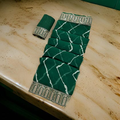 Fashionable Georgette Saree with Blouse Piece || Trendy & Fashion-Forward Georgette Saree with Lace || Sophisticated & Trendy Georgette Saree || #stylish