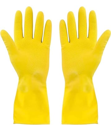 DarkShri Yellow Rubber Large Cleaning Gloves ( Pack of 2 )