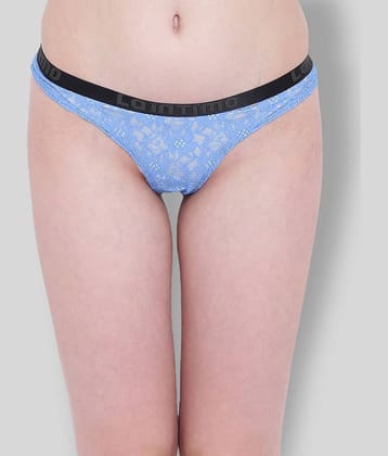 La Intimo Nylon Printed Women's Thongs ( Blue )