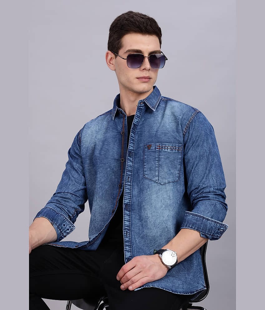 Kuons Avenue Denim Regular Fit Solids Full Sleeves Men's Casual Shirt - Indigo ( Pack of 1 )