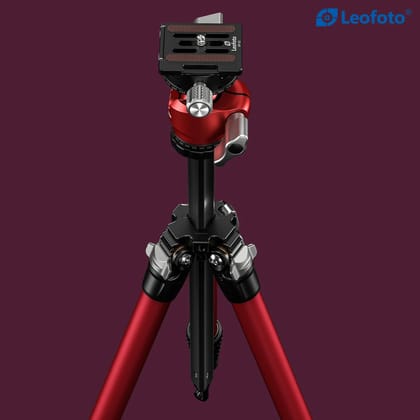 Leofoto LY-224C Plus LH-25 Mr. Y Series, Y Shaped Center Column CNC, Carbon Fiber Tripod Tubes-Red