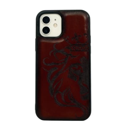 Apple iPhone Series Dark Brown Laser Lion Leather Mobile Cover by Brune & Bareskin-11Pro