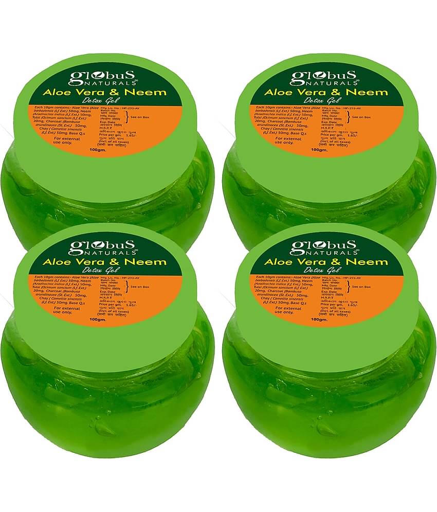 Globus Naturals Aloe Vera & Neem Face Gel, 100gm (Pack of 4)