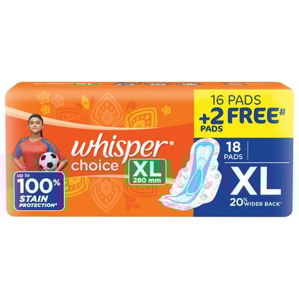 Whisper Choice XL 280 mm 16 PADS +2 FREE PADS