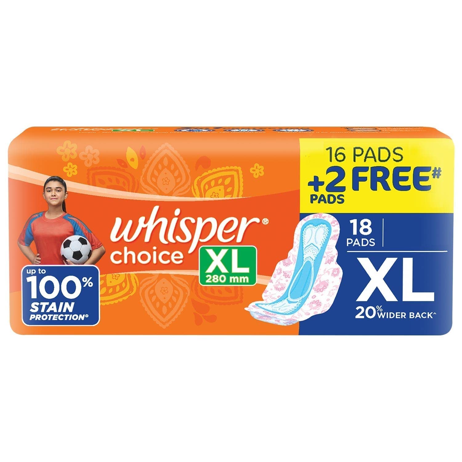 Whisper Choice XL 280 mm 16 PADS +2 FREE PADS