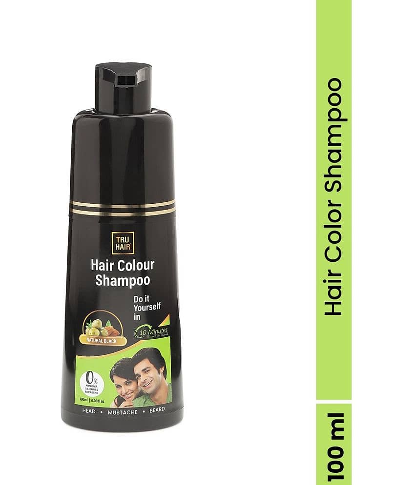 TRU HAIR & SKIN Black Hair Colour Shampoo|Head, Mustache & Beard-Colour your Hair in 10mins-100ml