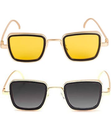 Kanny Devis - Gold Square Sunglasses ( Pack of 2 )