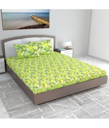 DIVINE CASA Cotton Double King Bedsheet ( Green )