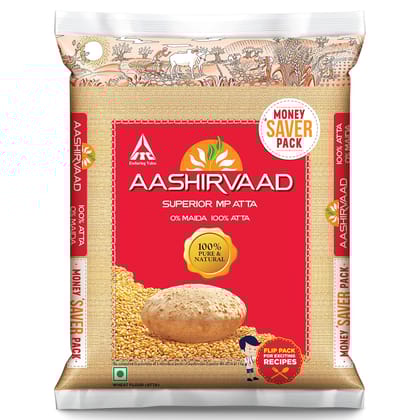 Aashirvaad Superior MP Atta, 100% Whole Wheat Flour, 0% Maida, 5kg