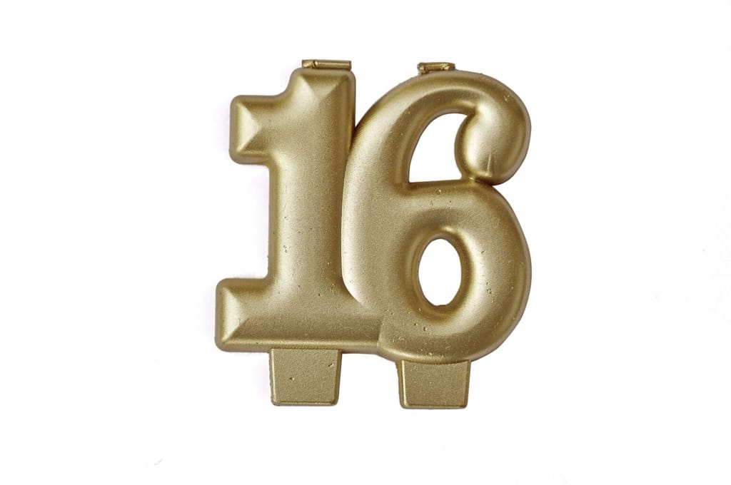 16th Birthday Golden Candle - 3" - Party and Festive Needs | Buy online on ZillyBuy