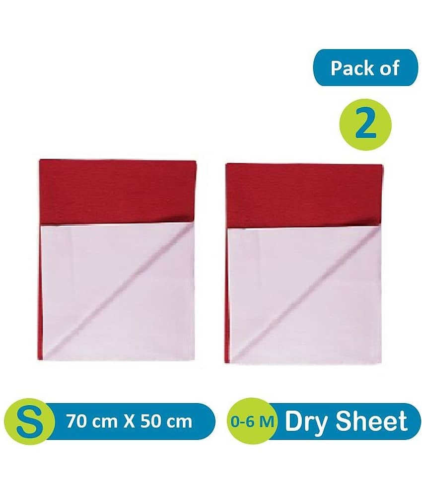 Quick Dry Plain Waterproof sheet Small Red-Set of 2 Rubber Sheet