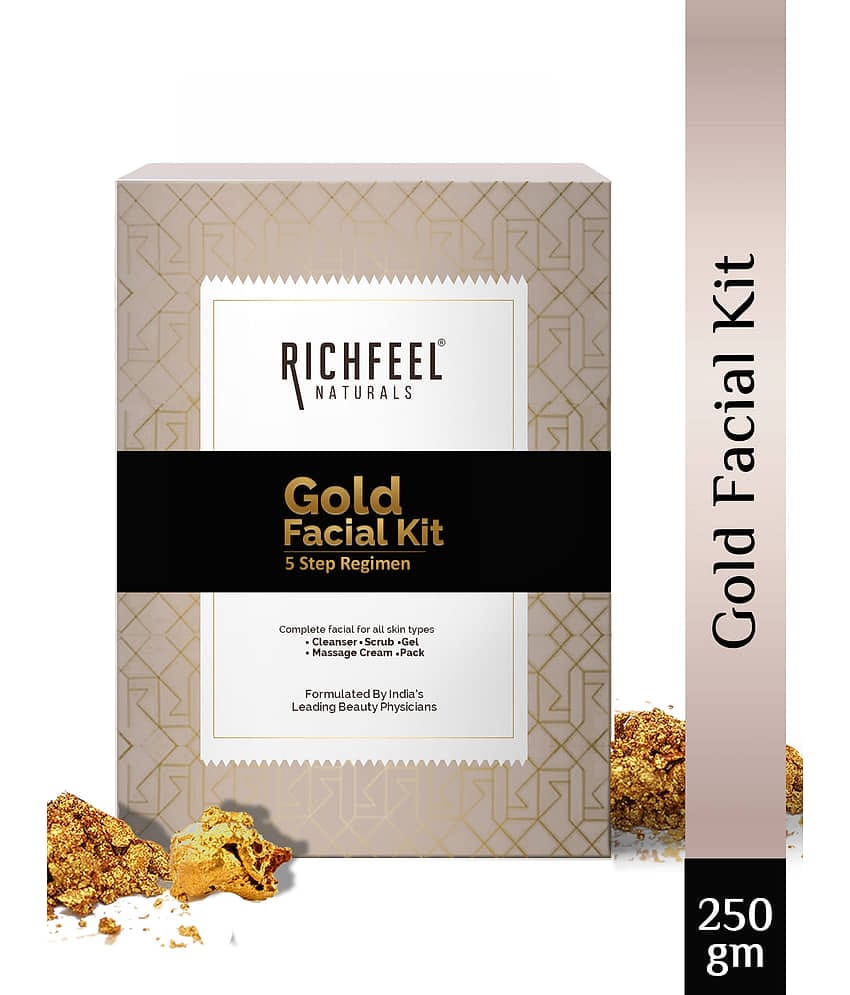 Richfeel Gold Facial Kit 5x50 G 3 Times Use Facial Kit For Normal Skin Gold 1 ( Pack of 1 )