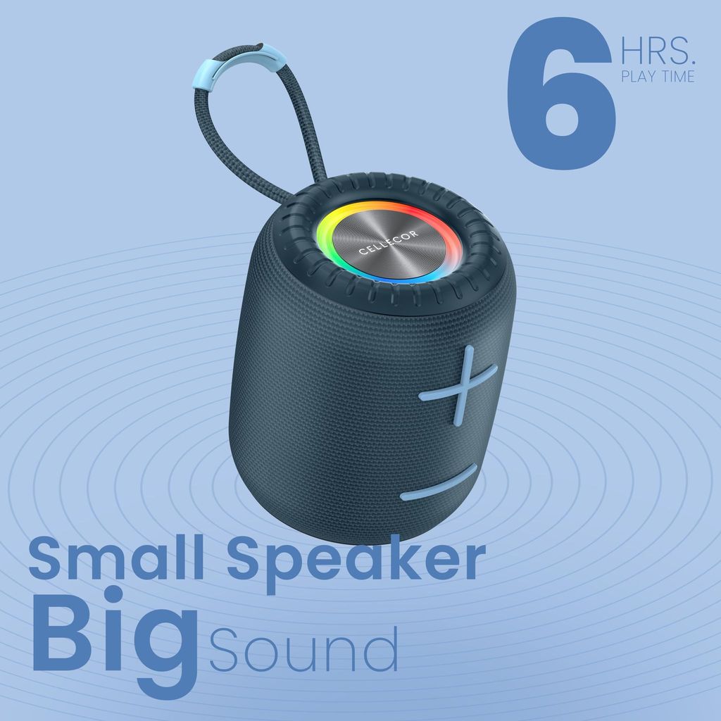 CELLECOR BT-703 6W Mini Portable Wireless Speaker | 6 Hour Playtime | 5.0V | Bluetooth Speaker with RGB Light - Blue