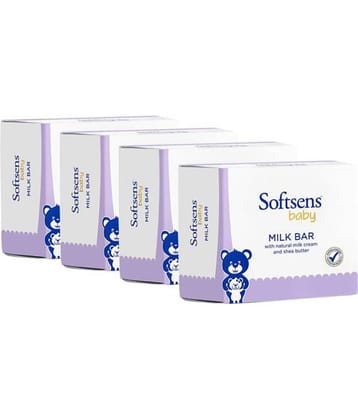 Softsens Baby Moisturizing Milk Soap Bar Enriched with Natural Milk Cream 100g x 3, Pack of 4