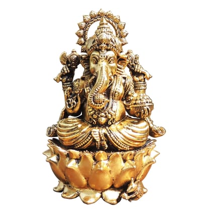 Brass Showpiece Ganesh Ji God Idol Statue, Made From Machine (BSMAS1773 G)