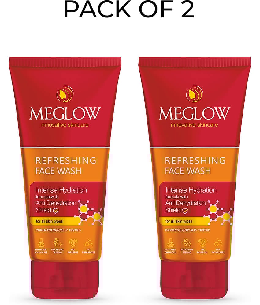 Meglow Refreshing & Rejuvenating Face Wash with Anti Dehydration Shield 70g ( Pack of 2 )