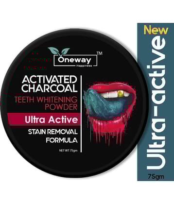 Oneway Happiness Activated Charcoal - Teeth Whitening Powder with Ultra-Active Formula Toothpaste 75 gm