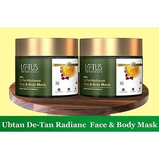 Lotus Botanicals Ubtan De-Tan Radiance Face  Body Mask ( Pack Of 2 ) ( 140Gm x 2Pc ) (280 G)