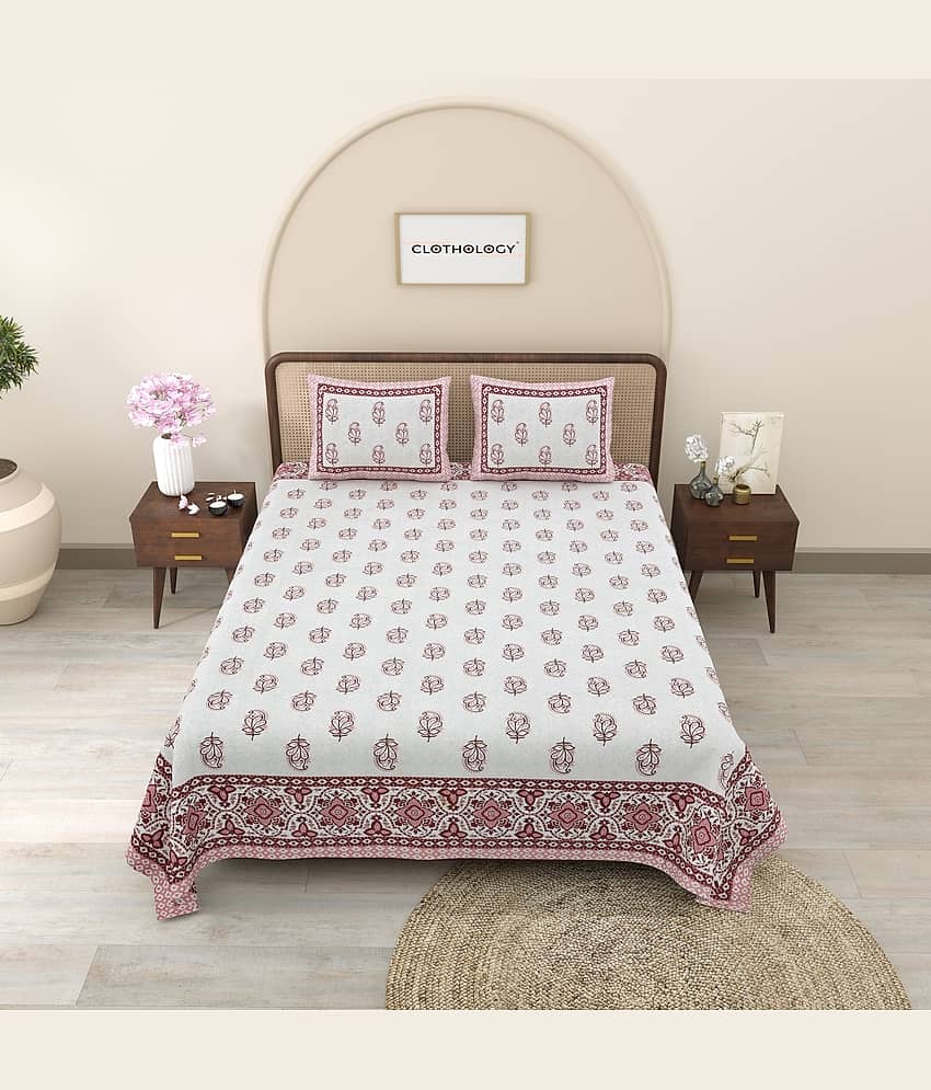 CLOTHORO Cotton 1 Double King Bedsheet with 2 Pillow Covers ( Brown )