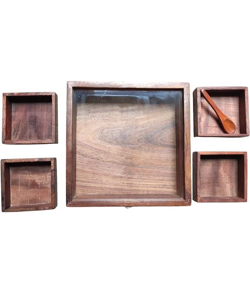 TFS - MB Wooden Coffee Brown Spice Container ( Set of 1 )