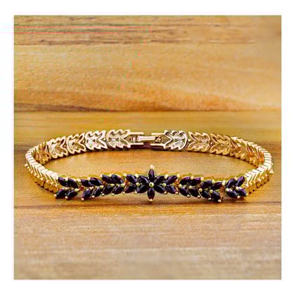 Floral Daily Delicate Black 18K Gold Plated Bracelet For Women