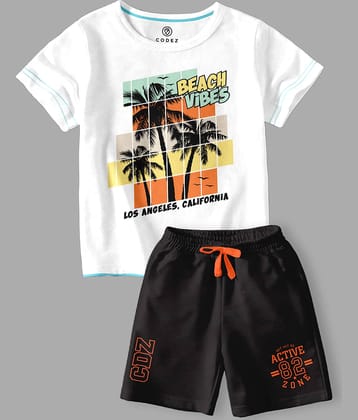 CODEZ Pack of 2 Boys Cotton Blend T-Shirt & Shorts Set ( Multicolor )