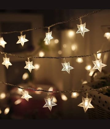 Party Propz Star Lights 20Pcs Decoration Items For Birthday,Indoor, Outdoor,Diwali, Navratri, Wedding, Christmas Tree, Wall, Garden Decorations, Warm White 3Mtr Fairy Light Hanging Decorative