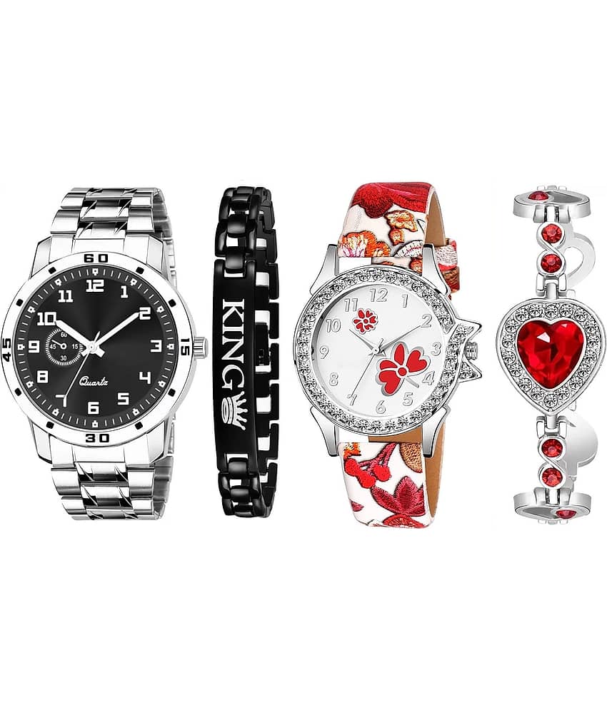 Shivark Multicolor Leather Analog Couple's Watch