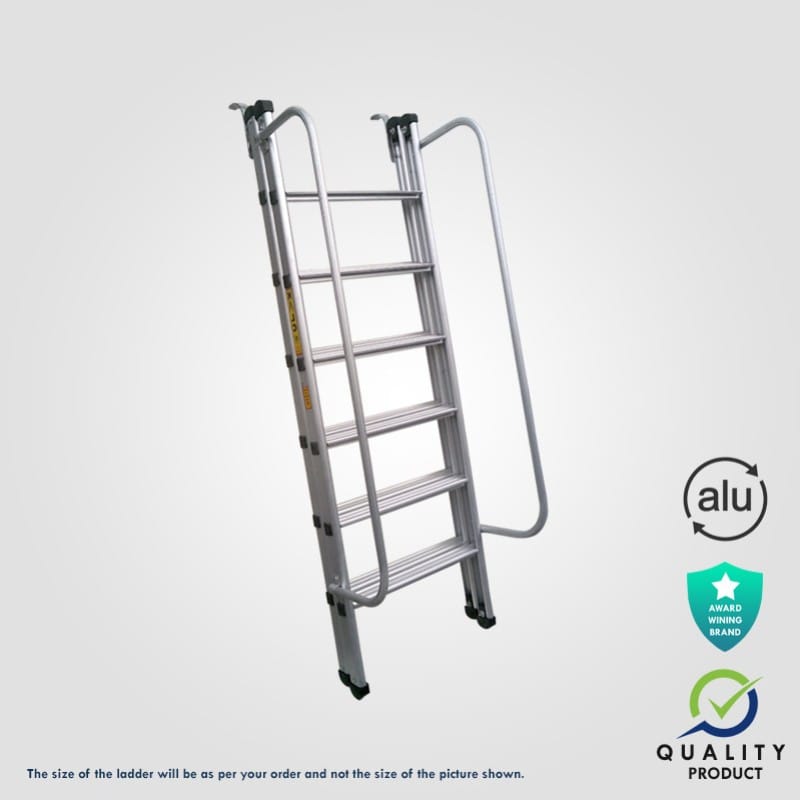 Side Railing with Hook Aluminum Ladder with 20" Wide Step (Model: K-7025, Height: 8 ft in Medium)