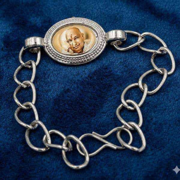 Premium Silver Handcrafted Guruji Chain Bracelet Lightweight
