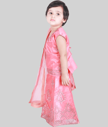 Kidzee Kingdom Cotton Lehenga Choli Set For Girls ( Pack of 1 , Pink )