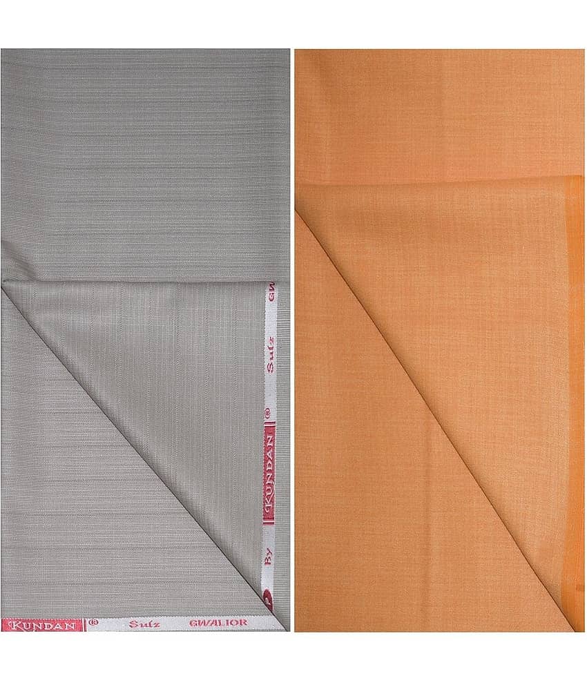 KUNDAN SULZ GWALIOR Yellow Cotton Blend Unstitched Shirts & Trousers ( 1 Pant & 1 Shirt Piece )