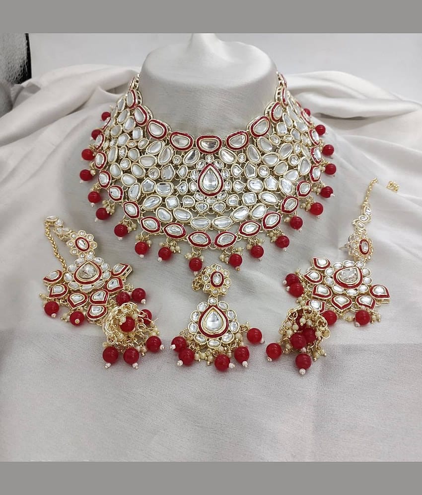 Padmavati Bangles White Alloy Necklace Set ( Pack of 1 )