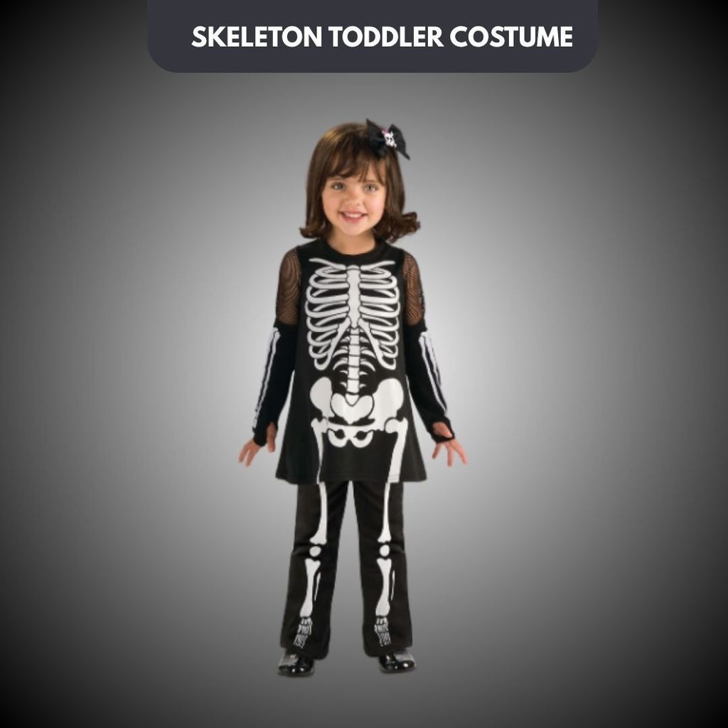 Fancy Ghost Costume w/Skeleton Print for Toddlers - Size - XS - Age 0-1 Yrs - Party and Festive Needs | Buy online on ZillyBuy