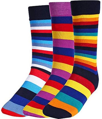 Creature - Cotton Men's Striped Multicolor Full Length Socks ( Pack of 3 )