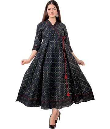 miravan Blue Cotton Angrakha Kurti