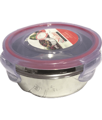 Dynore - 2 No Ubha Click lock Tiffin Silver Stainless Steel Lunch Box ( Pack of 1 ) 250 ml