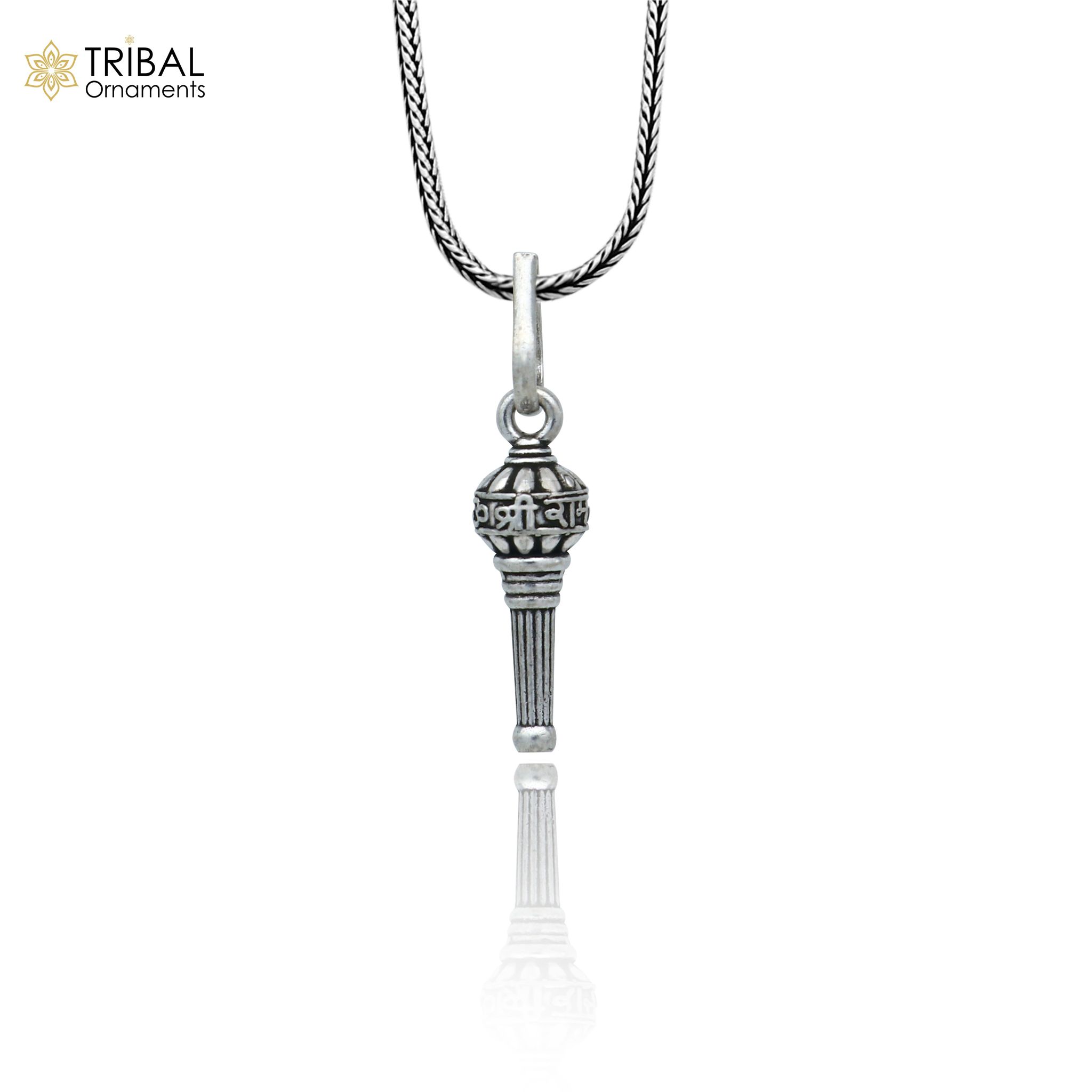 925 sterling silver  handmade Lord hanuman mace gota/gada sakha design stylish pendant nsp994-Pendant & 18'' chain
