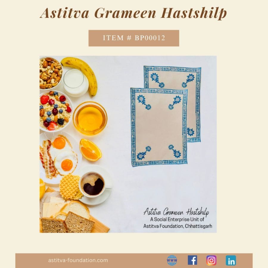 Hand Block–Printed Floral Cotton Placemats