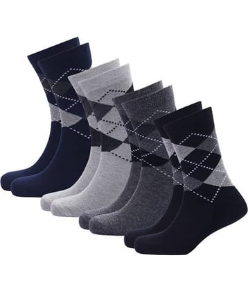 PLIMA Cotton Men's Argyle Dark Grey Mid Length Socks ( Pack of 4 )