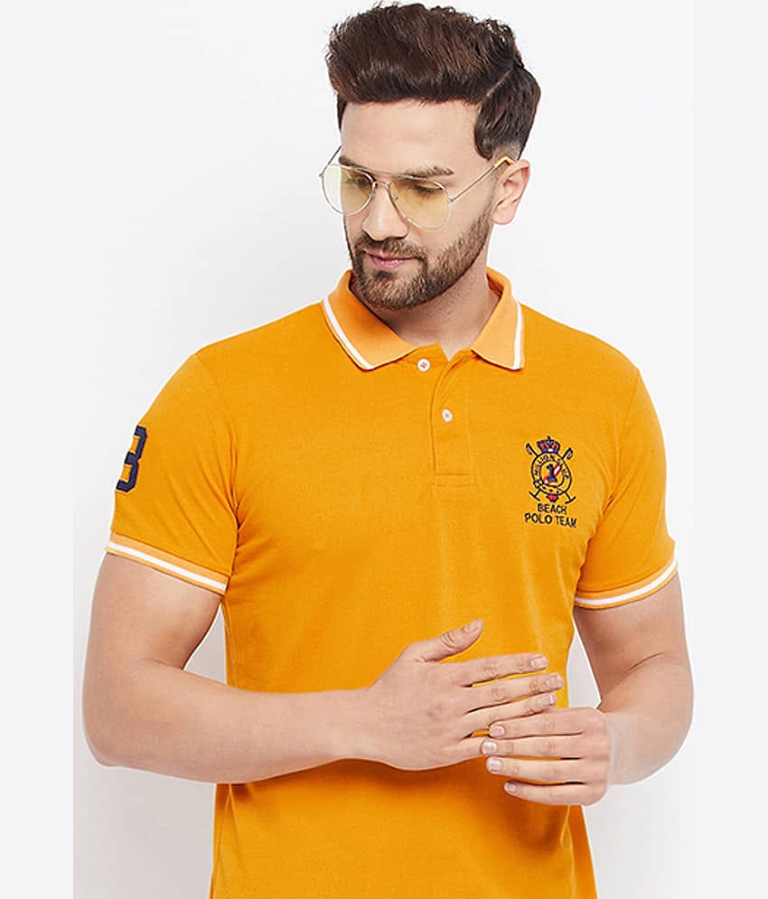 The Million Club Pack of 1 Cotton Blend Regular Fit Printed Half Sleeves Men's Polo T Shirt ( Mustard )