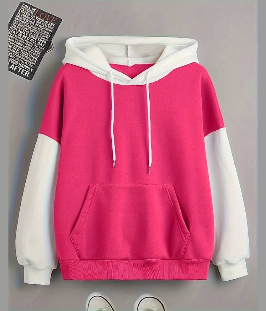 HARPITA Fleece Hooded Men's Sweatshirt - Pink ( Pack of 1 )