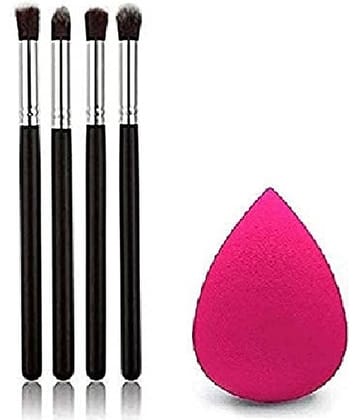 Lenon Beauty 4 Pcs Eyeshaodw Brush With Sponge Puff