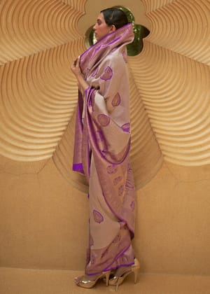 Orchid Purple Woven Kanjivaram Silk Saree