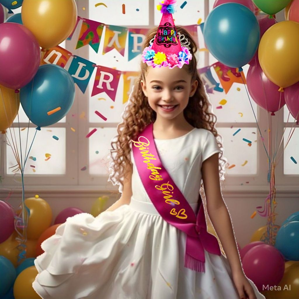Pink Happy Birthday Floral Conical Hat & Sash Combo for Girls - Set of 2 - Party and Festive Needs | Buy online on ZillyBuy