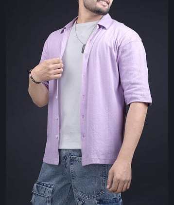 Eyebogler 100% Cotton Oversized Fit Solids Half Sleeves Men's Casual Shirt - Purple ( Pack of 1 )