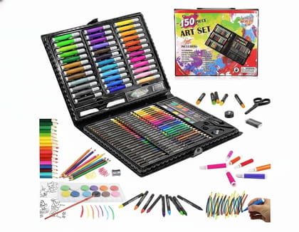 150 Pieces Art Set for Kids with Case | Color Set Kit Stationary for Kids 612 | Painting Crayons, Watercolor, Oil Pastel, Sketch Pens | DIY Drawing & Crafting Box for Boys & Girls (Multicolor)