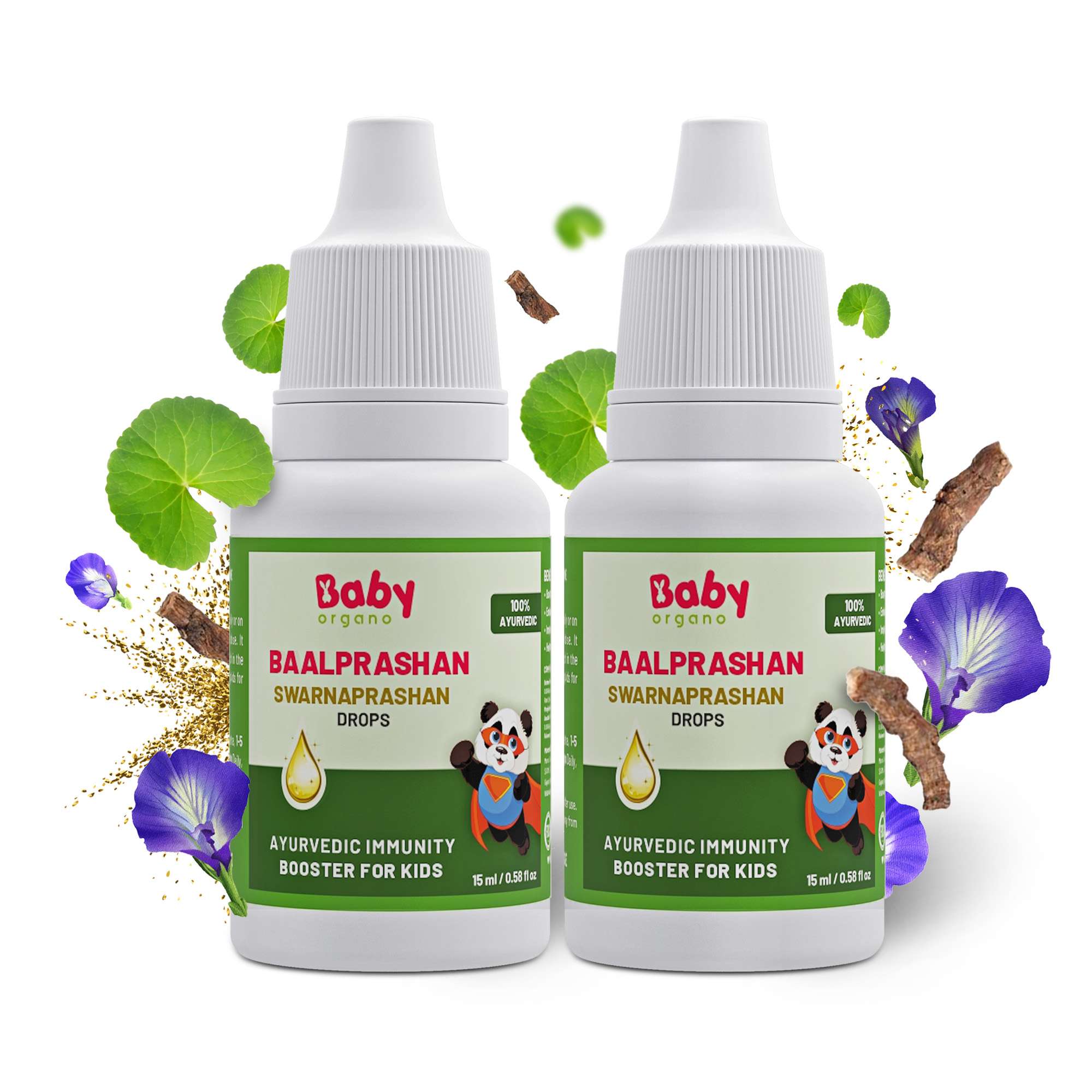 BabyOrgano BaalPrashan Swarnaprashan Ayurvedic Immunity Booster - 15ml Pack of 2