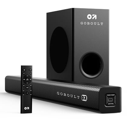 GOBOULT BassBox X160 2.1 Channel Bluetooth Soundbar with BoomX Subwoofer, 160-Watt Output Surround Sound, EQ Modes, Remote, USB/HDMI/AUX & Optical Fiber Connectivity Sound bar Bassbox X160 Jet Black / Normal